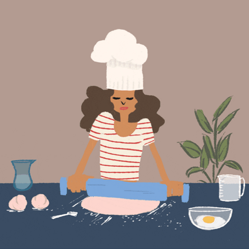 Illustration Woman Home Baking GIF