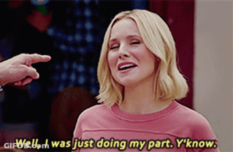 Im Doing My Part Kristen Bell Raising Shoulder GIF