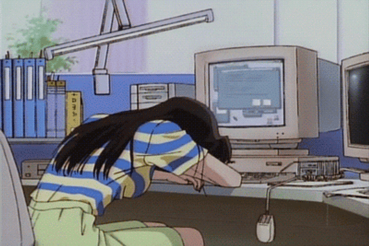 Im Exhausted Anime Girl In The Office GIF