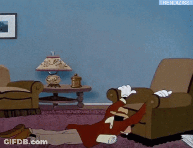 Im Exhausted Goofy Sitting On Sofa GIF