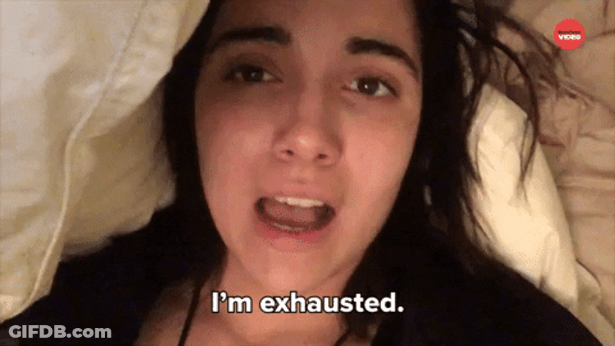 Im Exhausted Woman Lying In Bed GIF