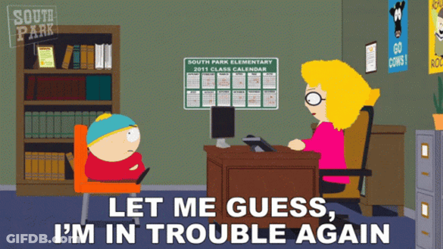 Im In Danger Eric Cartman Inside Principal Office GIF