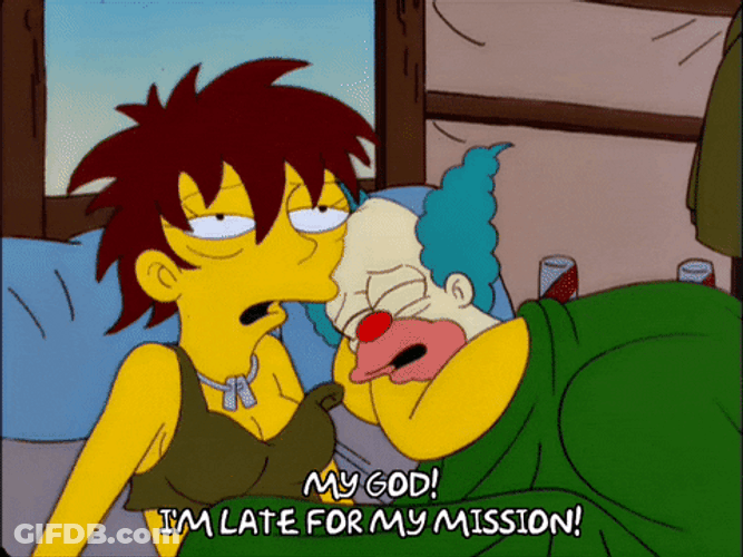 Im Late Krusty The Clown GIF
