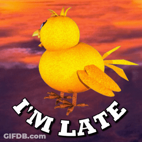Im Late Running Chick GIF