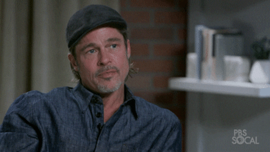 Im Listening Brad Pitt Head Tilt GIF