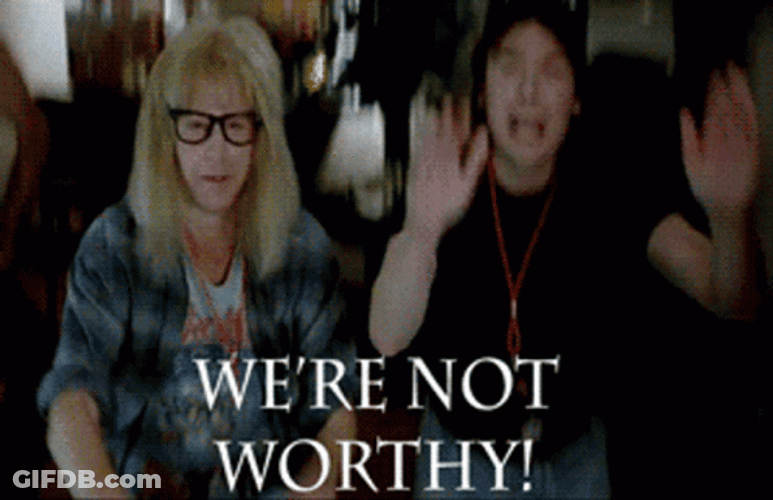 Im Not Worthy Mike Myers Bowing Waynes World GIF