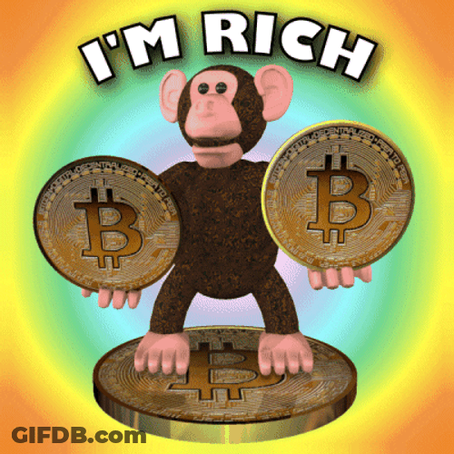 Im Rich Animated Monkey Bitcoin GIF