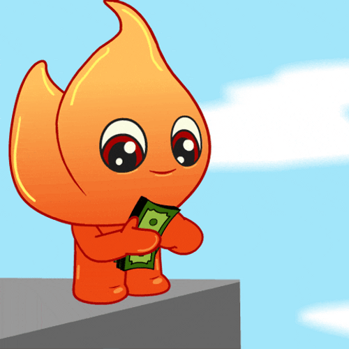 Im Rich Cartoon Flame Tossing Money GIF