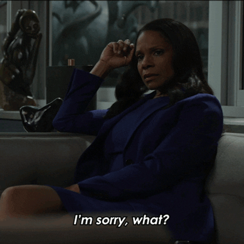 Im Sorry What Sitting Lady GIF