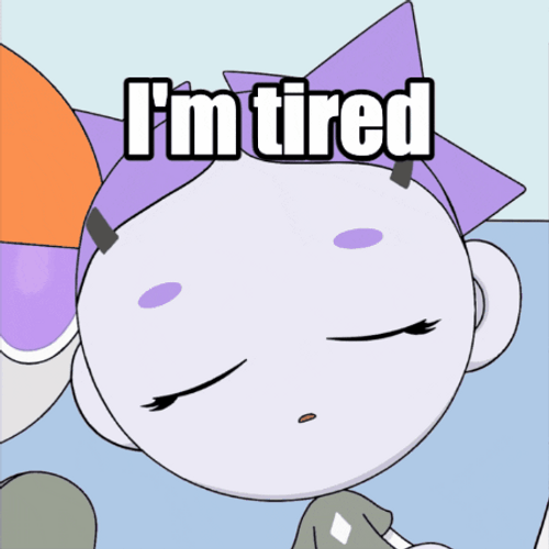Im Tired Animated Girl Purple Ribbon GIF