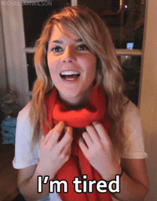 Im Tired Girl Wearing Red Scarf GIF