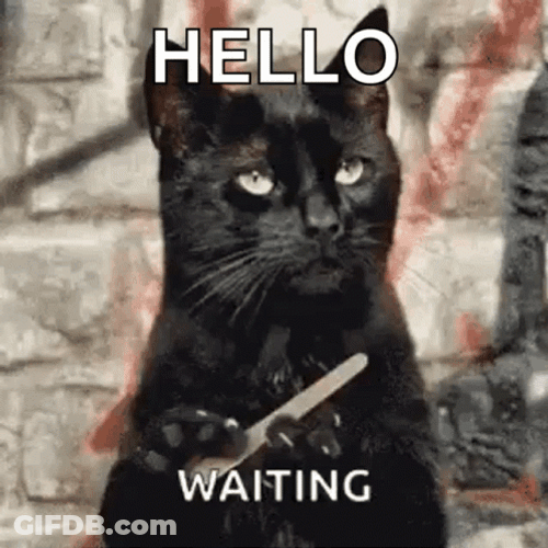 Im Waiting Black Cat Nail File Hello GIF