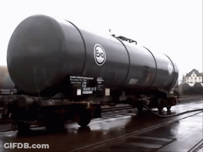 Implosion Of Oil Tank While Parked GIF
