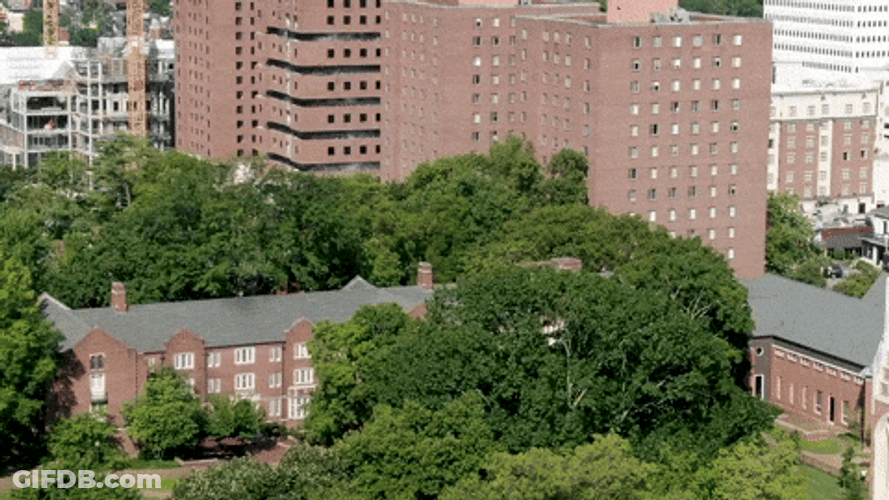 Implosion Of Single Building Aerial View GIF
