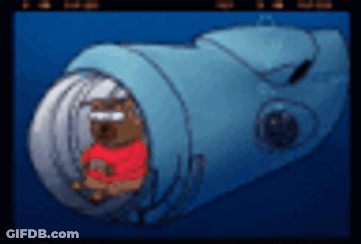 Implosion Of Submarine Carrying Cartoon Bear GIF