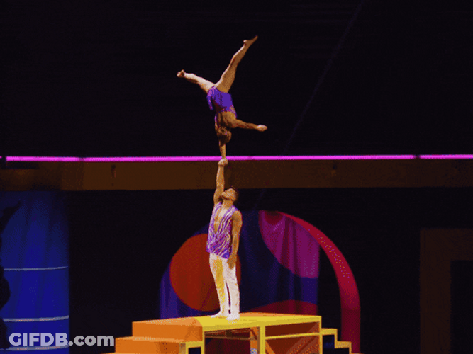 Impressive Circus Stunt Head Standing Balance GIF