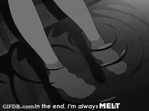 In The End I 'M Always Melt Written On A Black And White Photo GIF