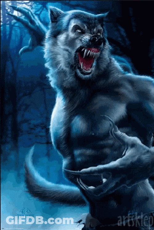 Incredible Werewolf Growling Mobile Art GIF