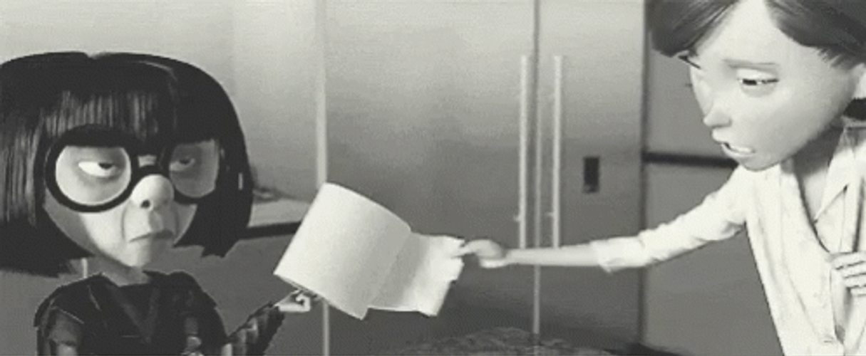 Incredibles Edna "E" Mode Gives Tissue GIF
