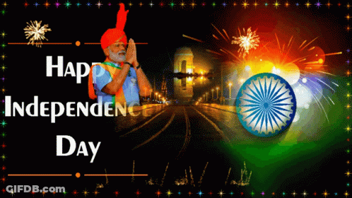 Independence Day Greeting Card Fireworks Man In Turban GIF
