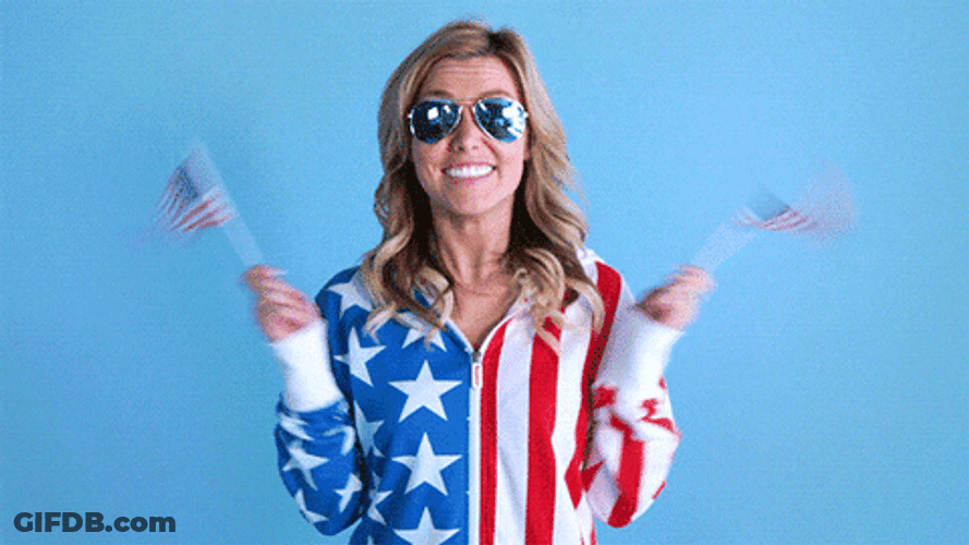 Independence Day Woman Waving Flag GIF