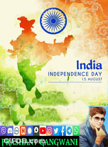 India Independence Day Map Poster GIF