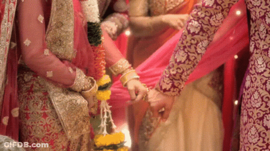 Indian Couple Marriage Holding Hands GIF