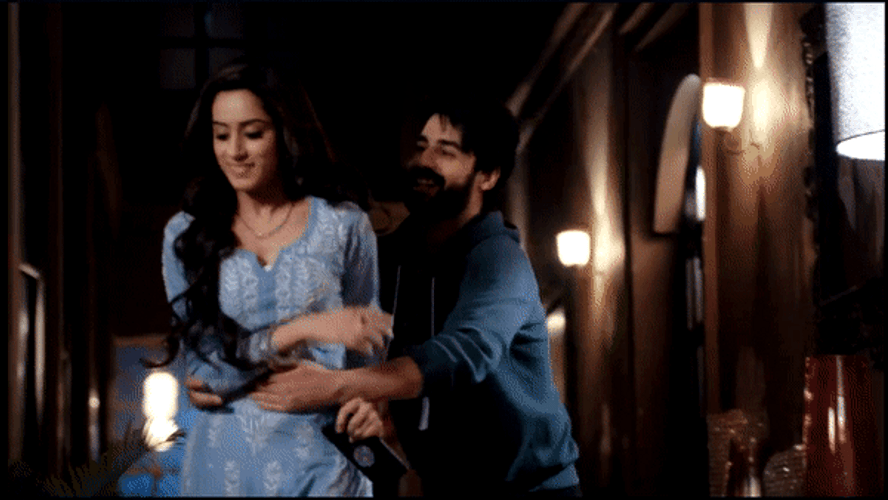 Indian Couple Romantic Hug From Behind GIF