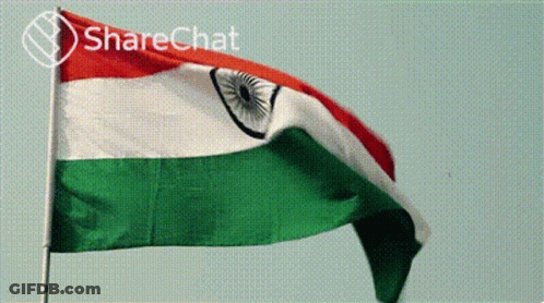 Indian Flag Flying With Sharechat Logo GIF