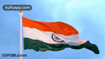 Indian Flag Waving In Blue Sky GIF