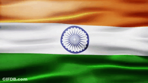 Indian Flag Waving With Blue Circle GIF