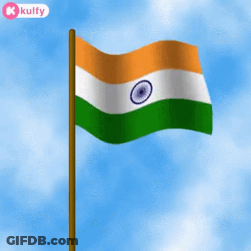 Indian Flag Waving With K Kulfy Logo GIF