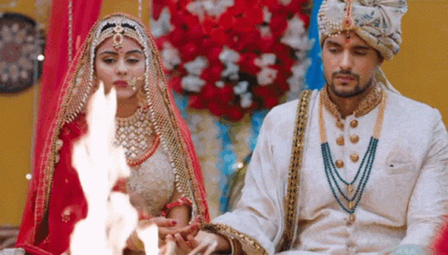 Indian Movie Couple Marriage Flames GIF