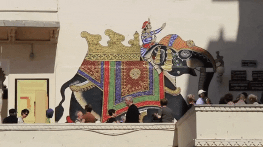 Indian Temple Gods Tourists Visit GIF