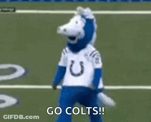 Indiana Colts Mascot Dancing On Field GIF