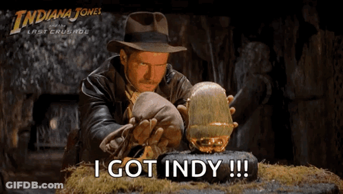 Indiana Jones And The Last Crusade Movie Poster Holding Golden Ball GIF