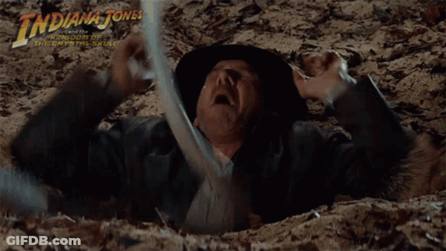 Indiana Jones Sinking On Quicksand Scene GIF