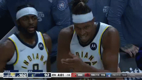 Indiana Pacers Basketball Players Sitting GIF