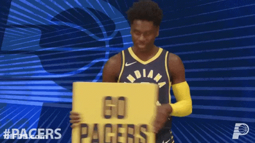 Indiana Pacers Player Holding Go Pacers Sign GIF