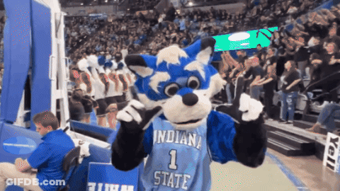 Indiana State Basketball Mascot In Front Of Crowd GIF