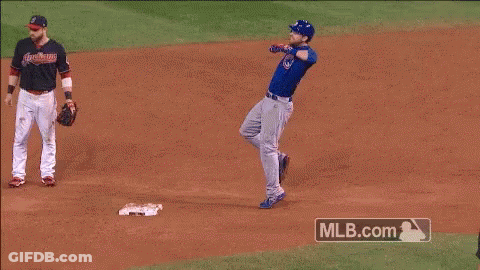 Indians Baseball Player Kneeling On Base GIF