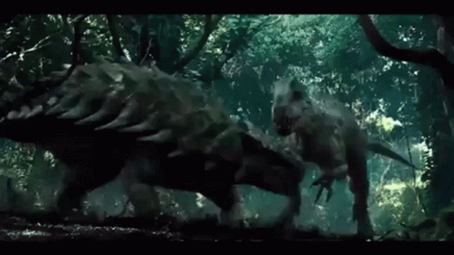 Indominus Rex Beat Up Ankylosaurus GIF