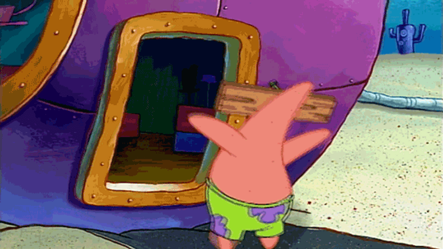Infinite Patrick Star Entering With Woodplank GIF