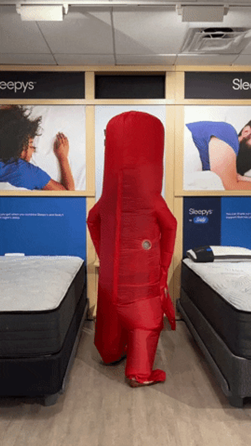 Inflatable Tube Man Silly Face Mattress Promo GIF