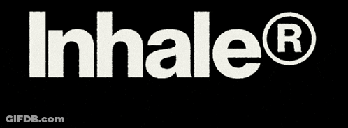 Inhale Open Wide Logo White On Black GIF