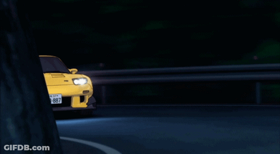Initial D Drifting Yellow Car GIF