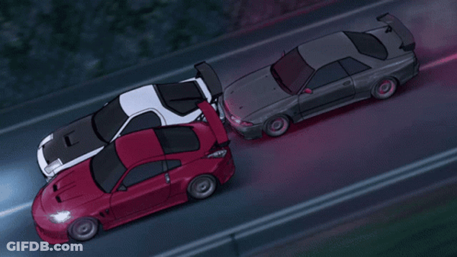 Initial D Red White Gray Car GIF