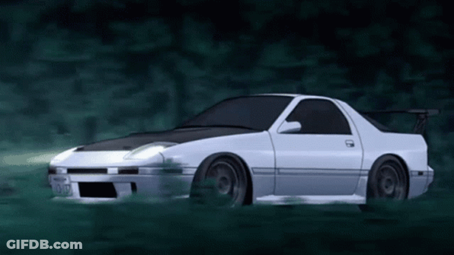 Initial D White Car GIF