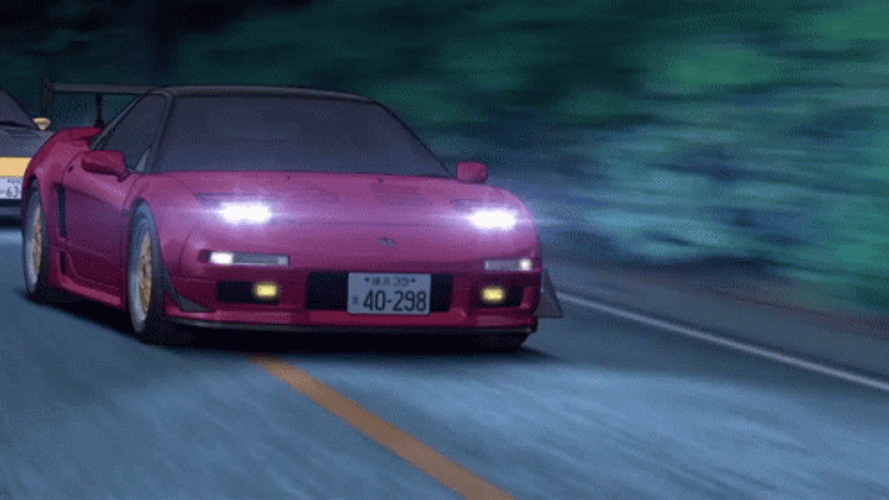 Initial D Yellow And Red Car GIF