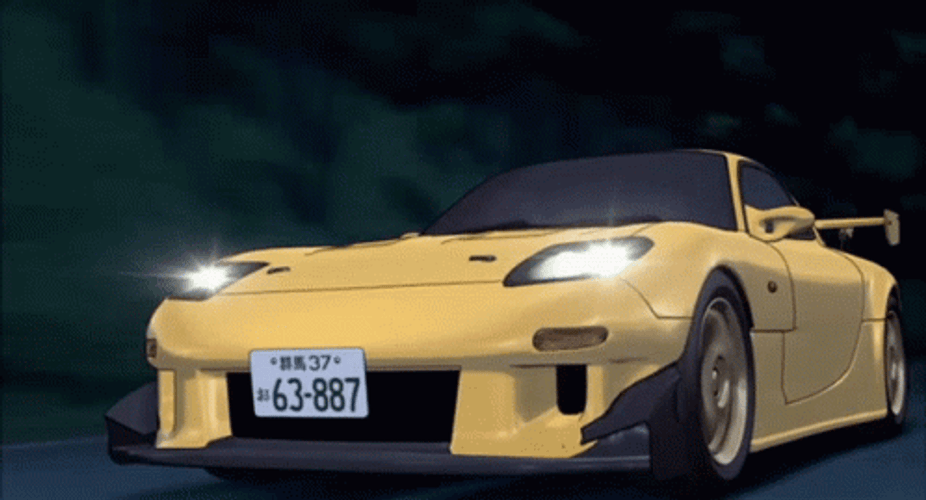 Initial D Yellow Racing Car GIF